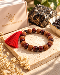 Adi Shakti Bracelet – 5 Mukhi Rudraksha & Red Wood