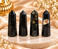 4-Piece Black Tourmaline Tower Set – Protection, Grounding & Positive Energy